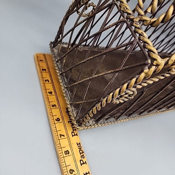 Vintage Twisted Metal Magazine Rack Gold 18" Tall - Picture 7 of 7